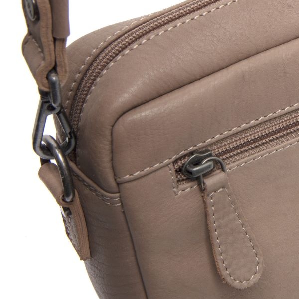 Chesterfield Leren schoudertas Taupe  Liora