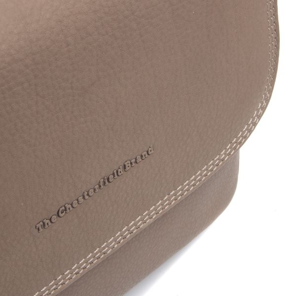 Chesterfield Leren schoudertas Taupe Miloa