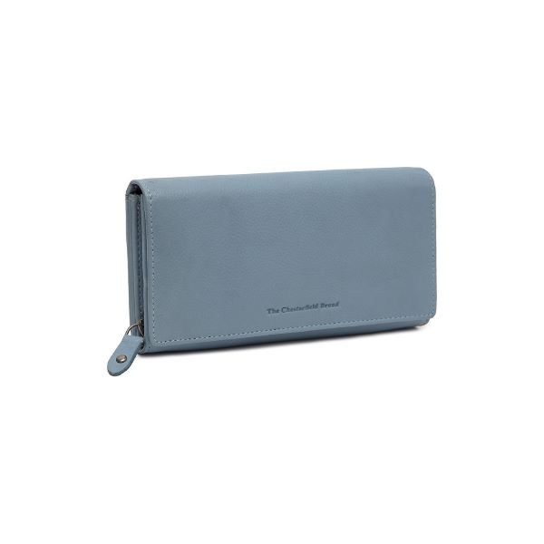 Chesterfield Leren Portemonnee Sky Blue Valetta