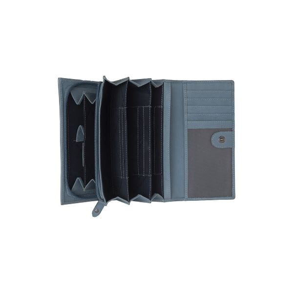 Chesterfield Leren Portemonnee Sky Blue Valetta