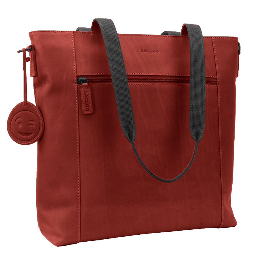 Saccoo Leren Shopper/laptoptas Compras Red