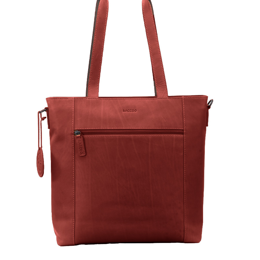 Saccoo Leren Shopper/laptoptas Compras Red