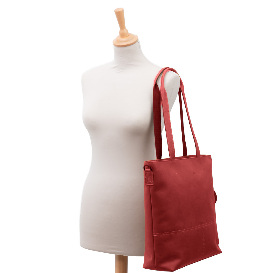 Saccoo Leren Shopper/laptoptas Compras Red