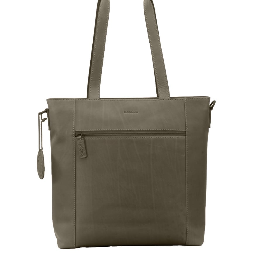 Saccoo Leren Shopper/laptoptas Compras Green