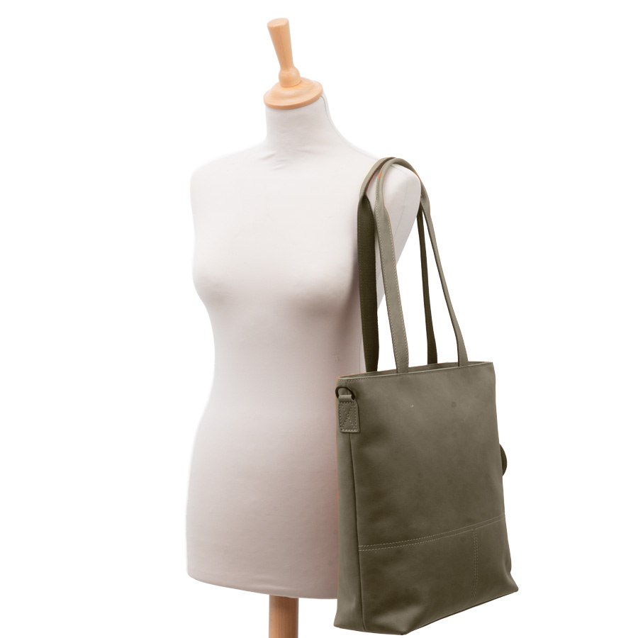 Saccoo Leren Shopper/laptoptas Compras Green