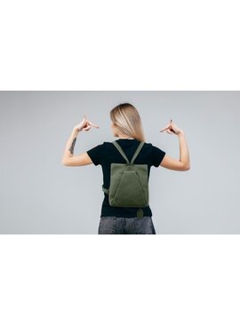 Saccoo Leren rugtas Lisa Military Green