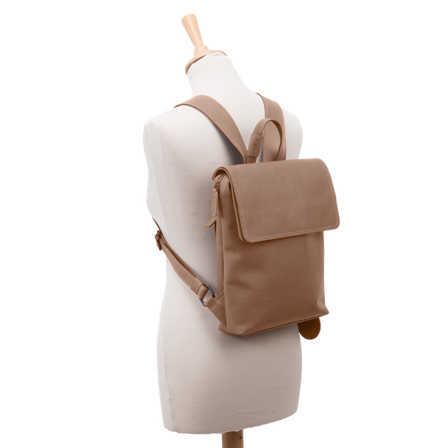 Saccoo Leren rugtas Acis M Taupe
