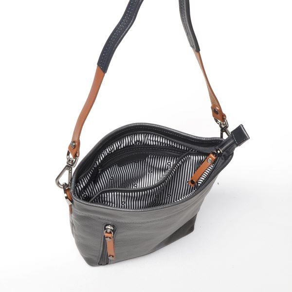 Berba Leren schoudertas Elba collectie Navy 828-052