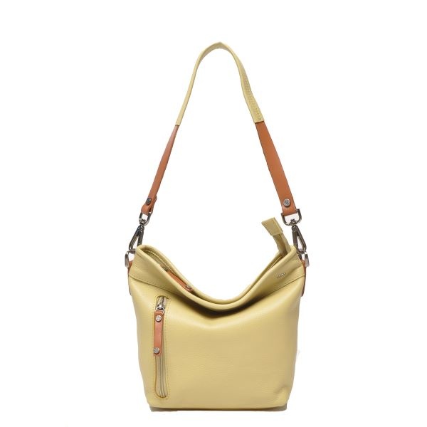 Berba Leren schoudertas Elba collectie Banana 828-052