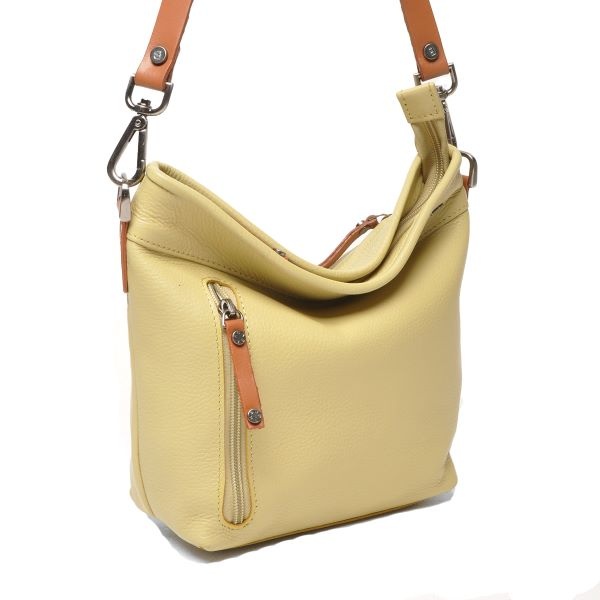 Berba Leren schoudertas Elba collectie Banana 828-052