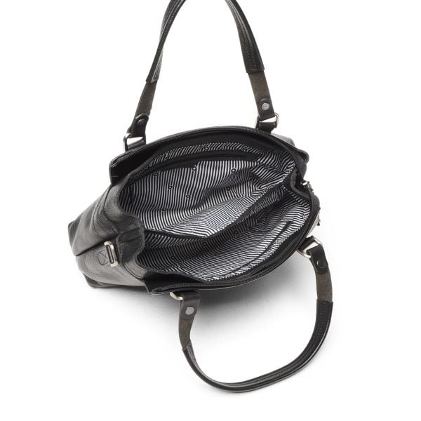 Berba Leren hand-schoudertas Elba collectie Black 828-501