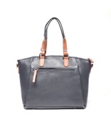 Berba Leren hand-schoudertas Elba collectie Navy 828-501