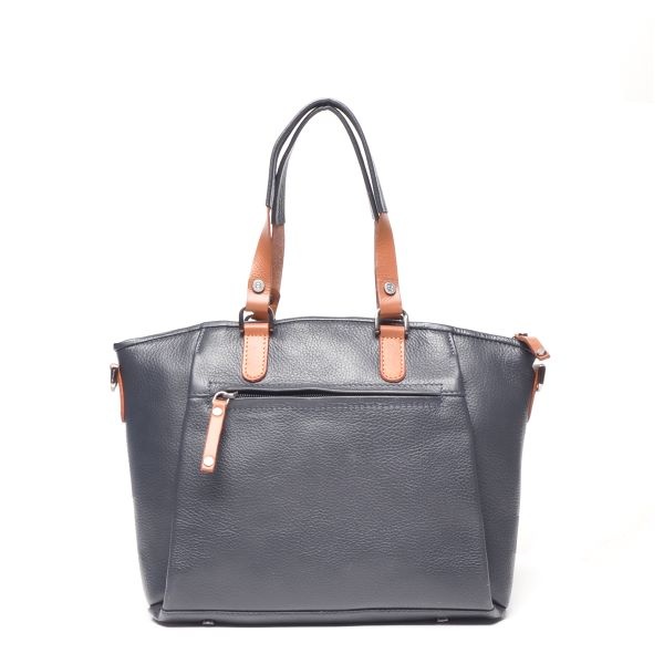 Berba Leren hand-schoudertas Elba collectie Navy 828-501
