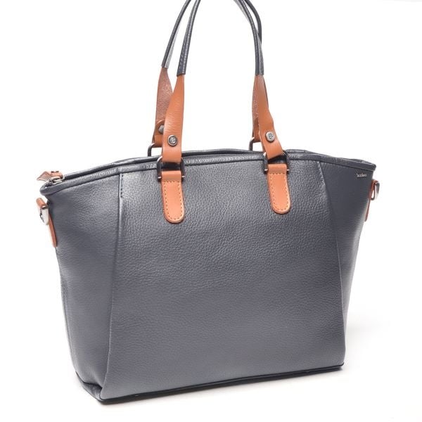 Berba Leren hand-schoudertas Elba collectie Navy 828-501