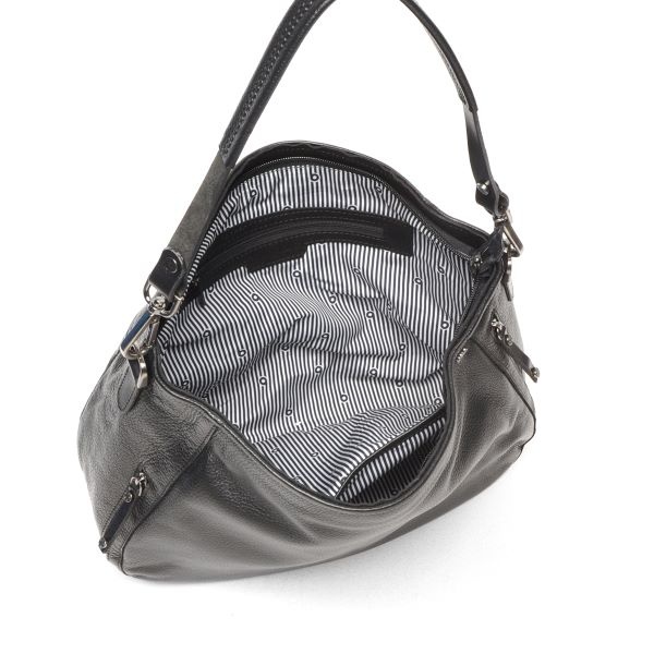 Berba Leren Hobo tas Elba collectie Black 828-598