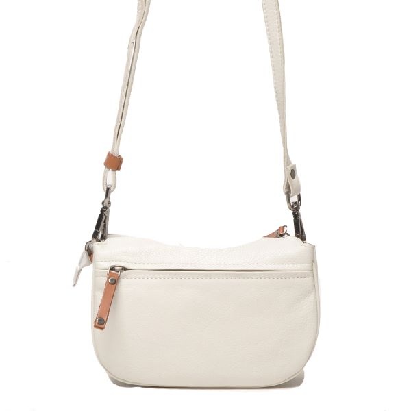 Berba Leren dames crossbody schoudertasje  white 828-253