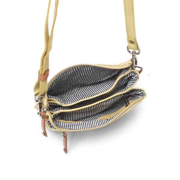 Berba Leren dames crossbody schoudertasje  Banana 828-253