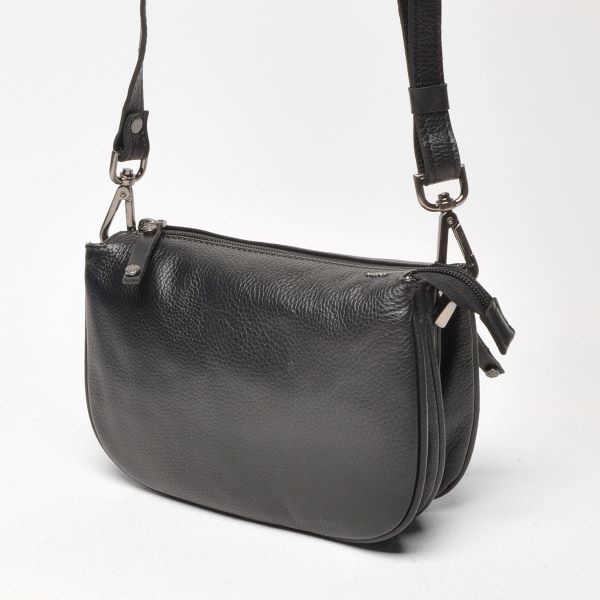 Berba Leren dames crossbody schoudertasje Black 828-253