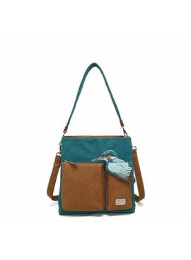 Hi Di Hi Schoudertas Kingshopper KS10 Petrol/cognac
