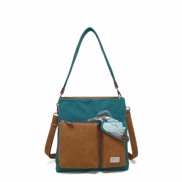 Hi Di Hi Schoudertas Kingshopper KS10 Petrol/cognac