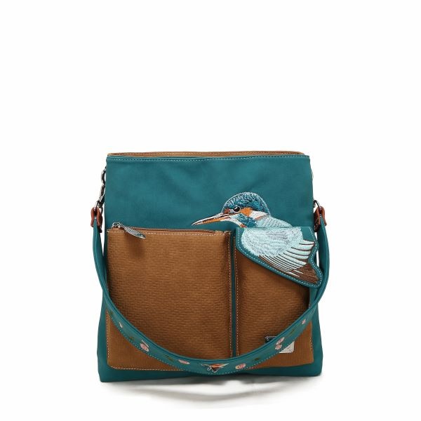 Hi Di Hi Schoudertas Kingshopper KS10 Petrol/cognac