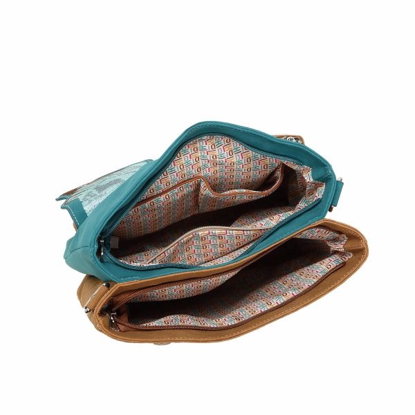 Hi Di Hi Schoudertas Kingshopper KS10 Petrol/cognac