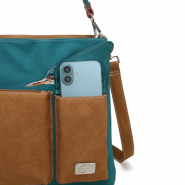 Hi Di Hi Schoudertas Kingshopper KS10 Petrol/cognac