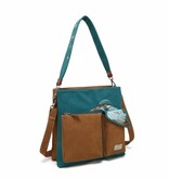 Hi Di Hi Schoudertas Kingshopper KS10 Petrol/cognac