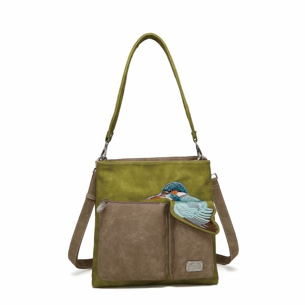 Hi Di Hi Schoudertas Kingshopper KS11 Green/Beige