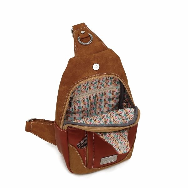 Hi Di Hi Rugtas/slingband Carol CL29 cognac/red