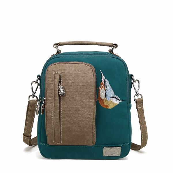 Hi Di Hi schoudertasje Kleine Klimmer LCL02 petrol/beige