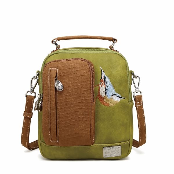 Hi Di Hi schoudertasje Kleine Klimmer LCL03 L.green/cognac