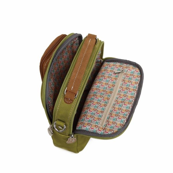 Hi Di Hi schoudertasje Kleine Klimmer LCL03 L.green/cognac