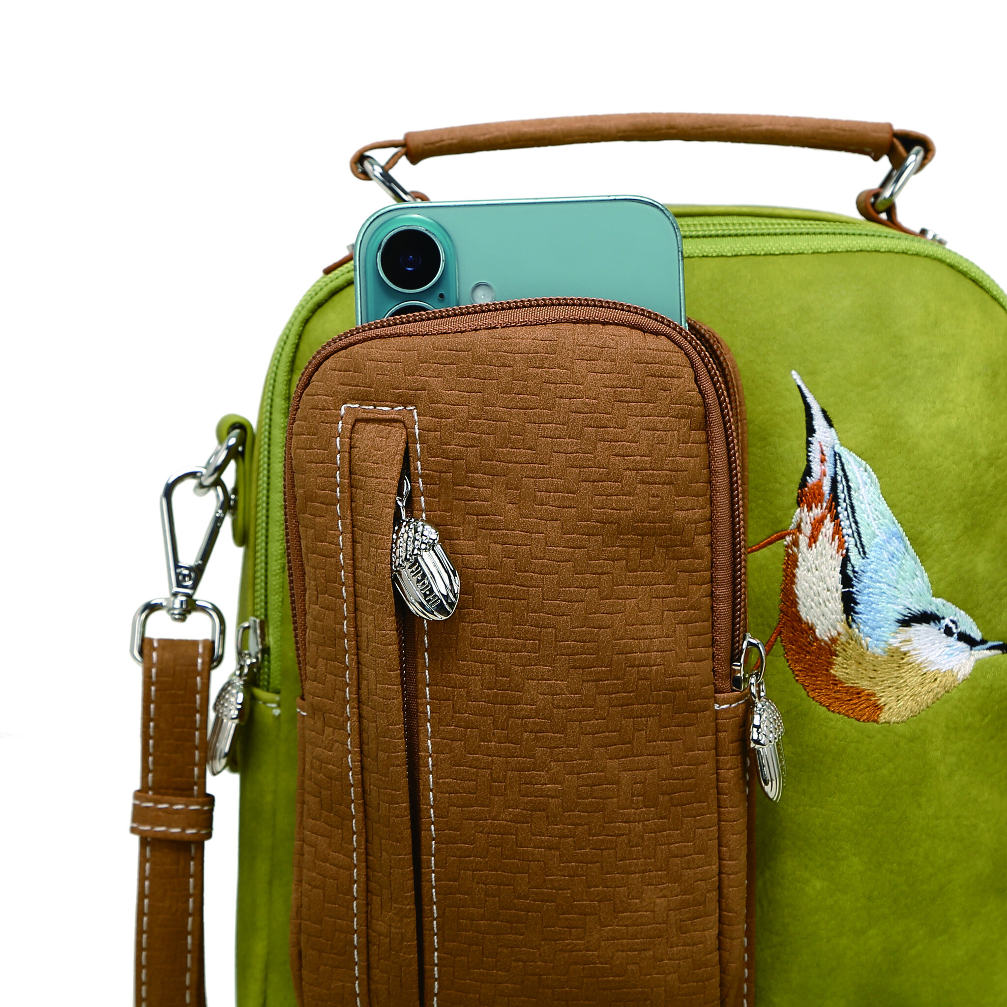 Hi Di Hi schoudertasje Kleine Klimmer LCL03 L.green/cognac