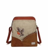 Hi Di Hi schoudertas Whistle WH05 Beige/red/cognac