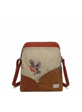 Hi Di Hi schoudertas Whistle WH05 Beige/red/cognac