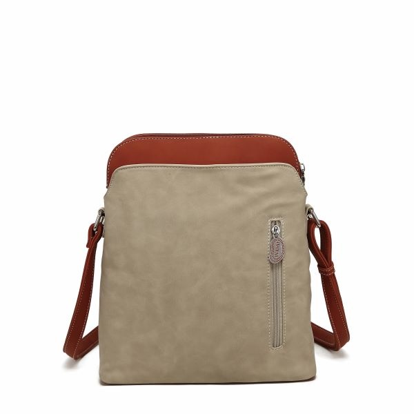 Hi Di Hi schoudertas Whistle WH05 Beige/red/cognac