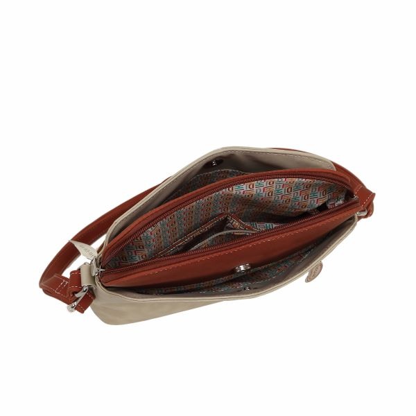 Hi Di Hi schoudertas Whistle WH05 Beige/red/cognac