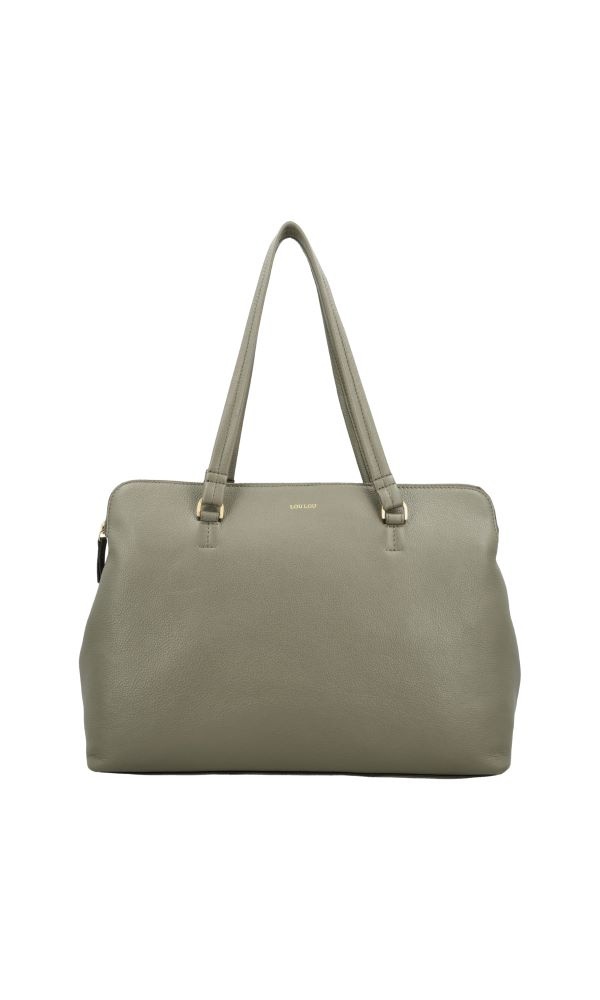 LouLou Laptop schoudertas OLIVIA Sage Gold