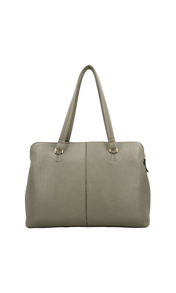 LouLou Laptop schoudertas OLIVIA Sage Gold