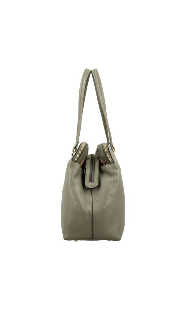 LouLou Laptop schoudertas OLIVIA Sage Gold