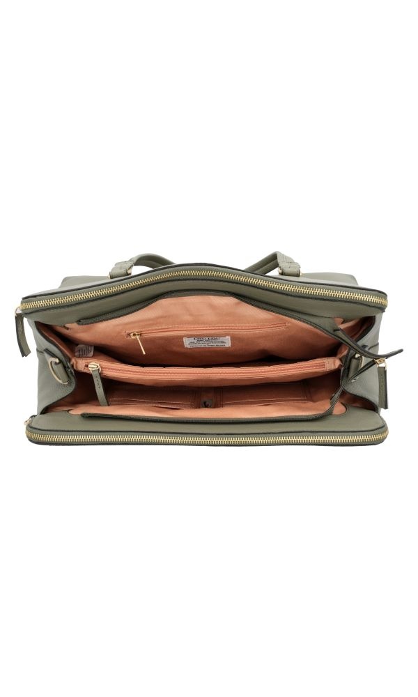 LouLou Laptop schoudertas OLIVIA Sage Gold