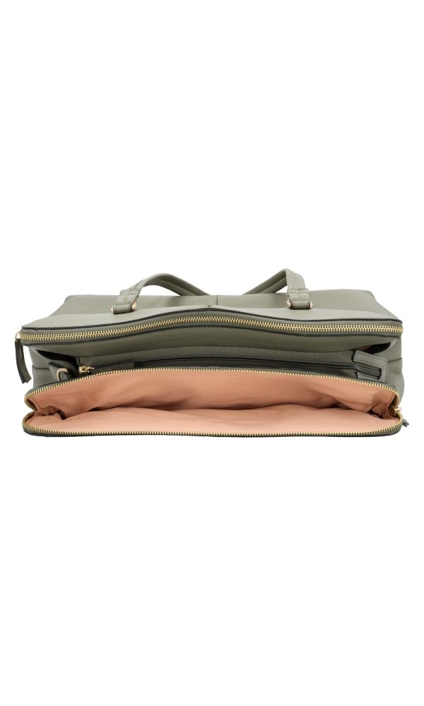 LouLou Laptop schoudertas OLIVIA Sage Gold