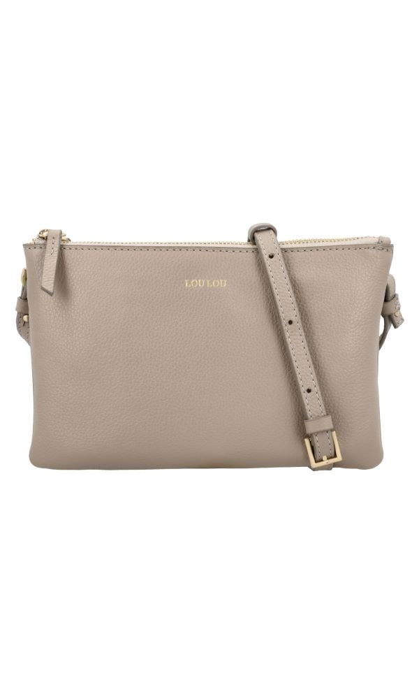 LouLou Leren schoudertasje Camille soft sepia