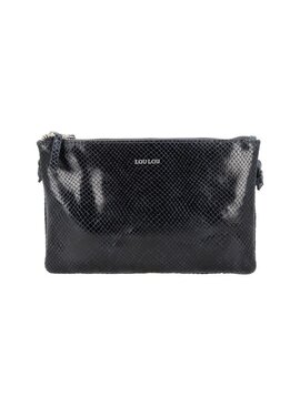 LouLou Leren schoudertasje Camille Python Blue Orient