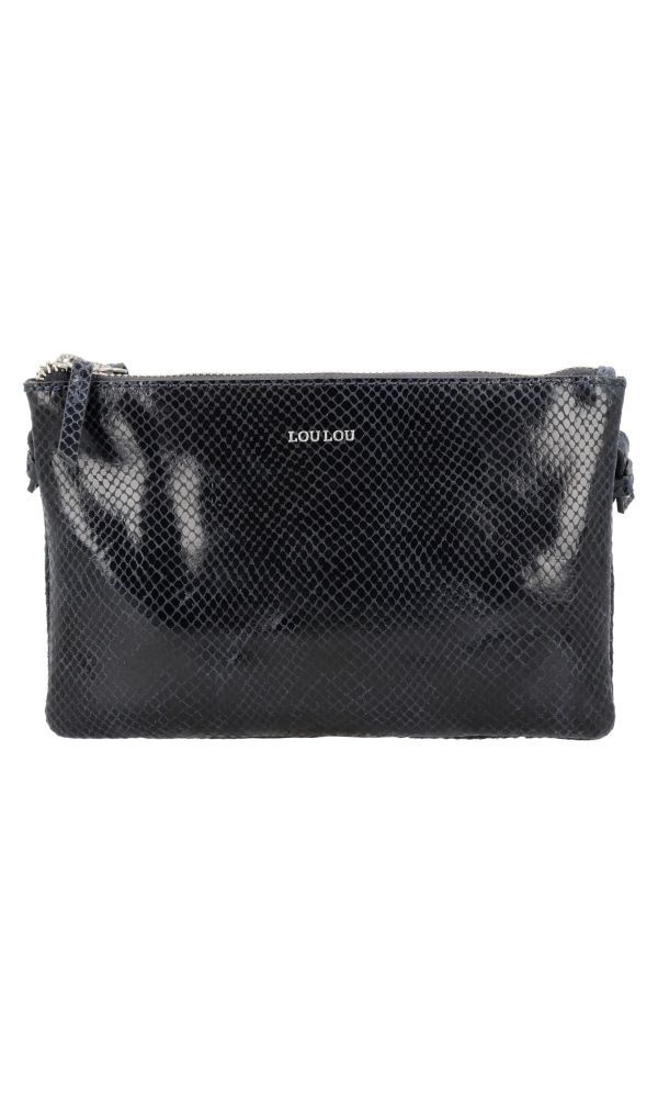 LouLou Leren schoudertasje Camille Python Blue Orient