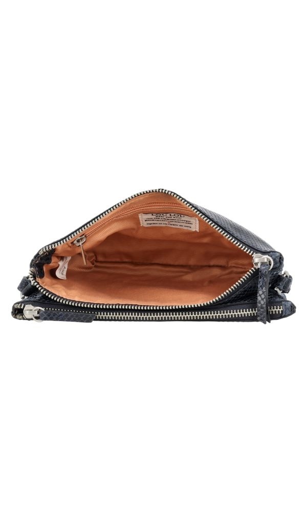 LouLou Leren schoudertasje Camille Python Blue Orient