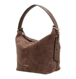 LouLou LOIS  Suede hobo / crossbody tas Chocolate