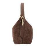 LouLou LOIS  Suede hobo / crossbody tas Chocolate