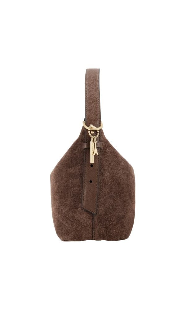 LouLou LOIS  Suede hobo / crossbody tas Chocolate